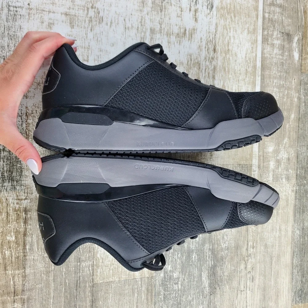 Kuru Quantum 2.0 Mens Shoes Sz 9.5 Wide Running Black Slate Gray Lace Up Sneaker